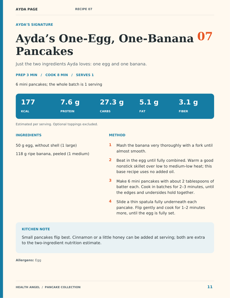 Inside page: Ayda’s One-Egg, One-Banana Pancakes