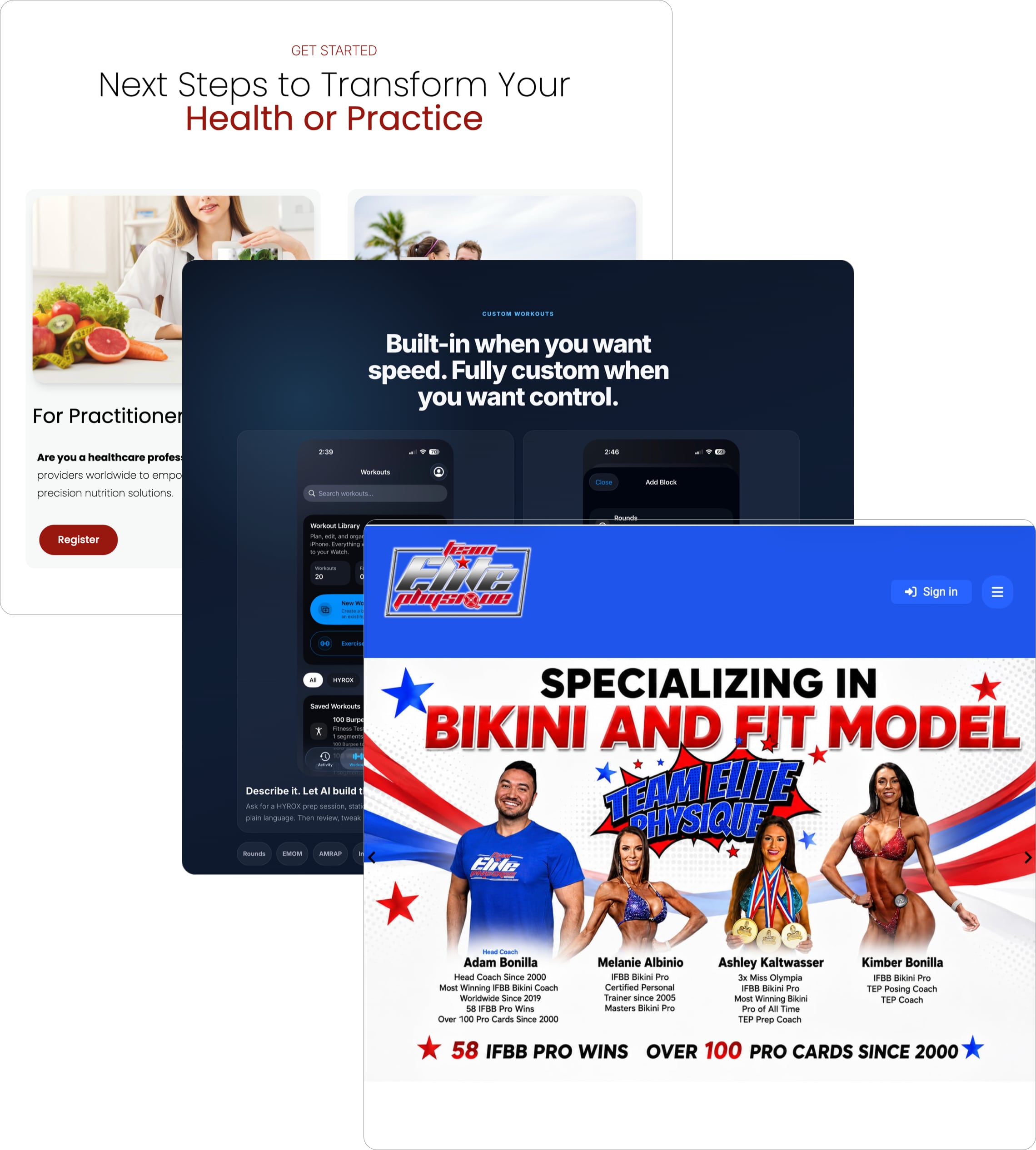 Branded Pono-powered websites for Hybrid Watch, Nutrigenomix and Warrior Lab