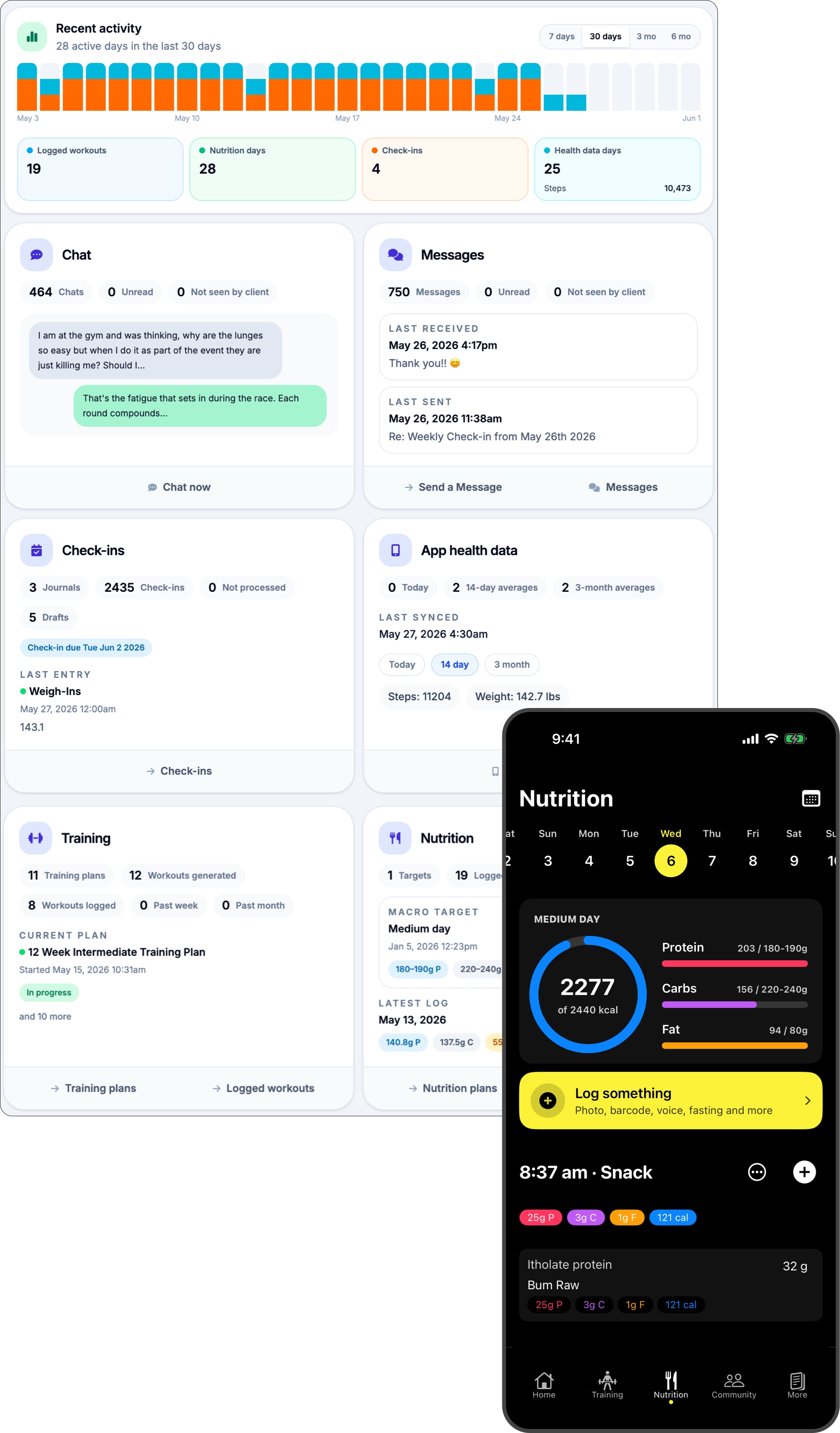 Fitness and nutrition platform screenshot placeholder