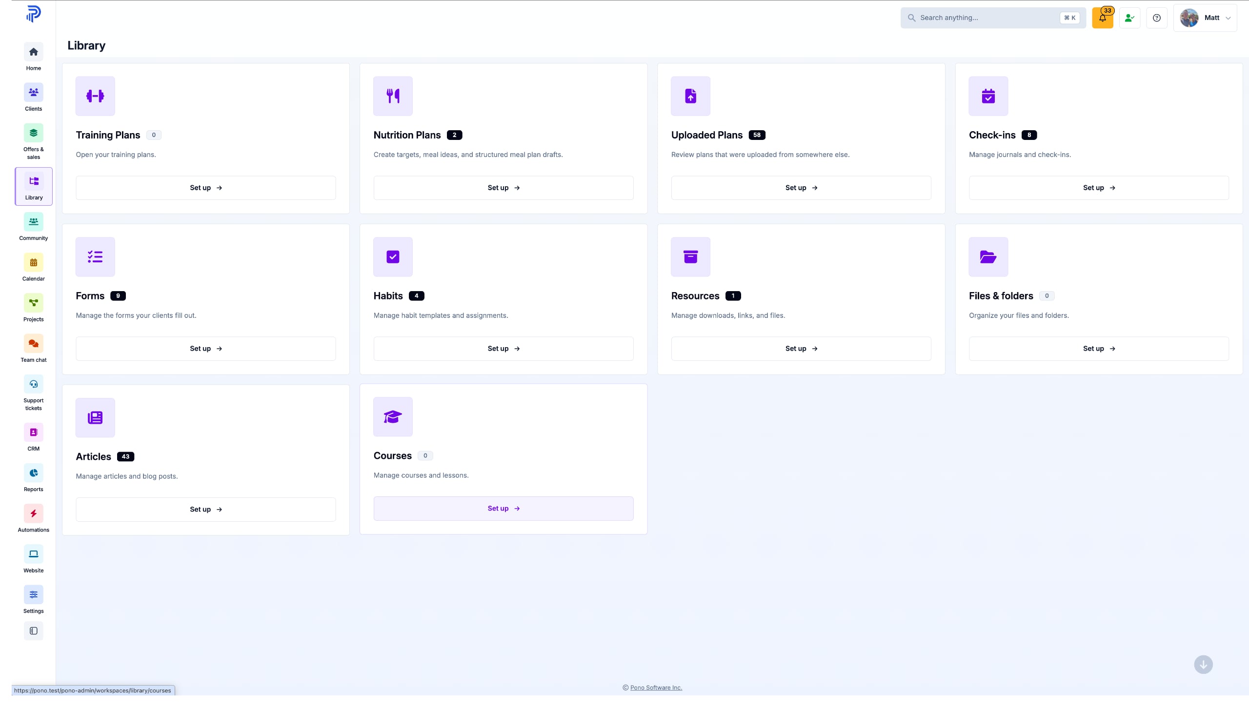 Resources and courses: Optional admin screenshot