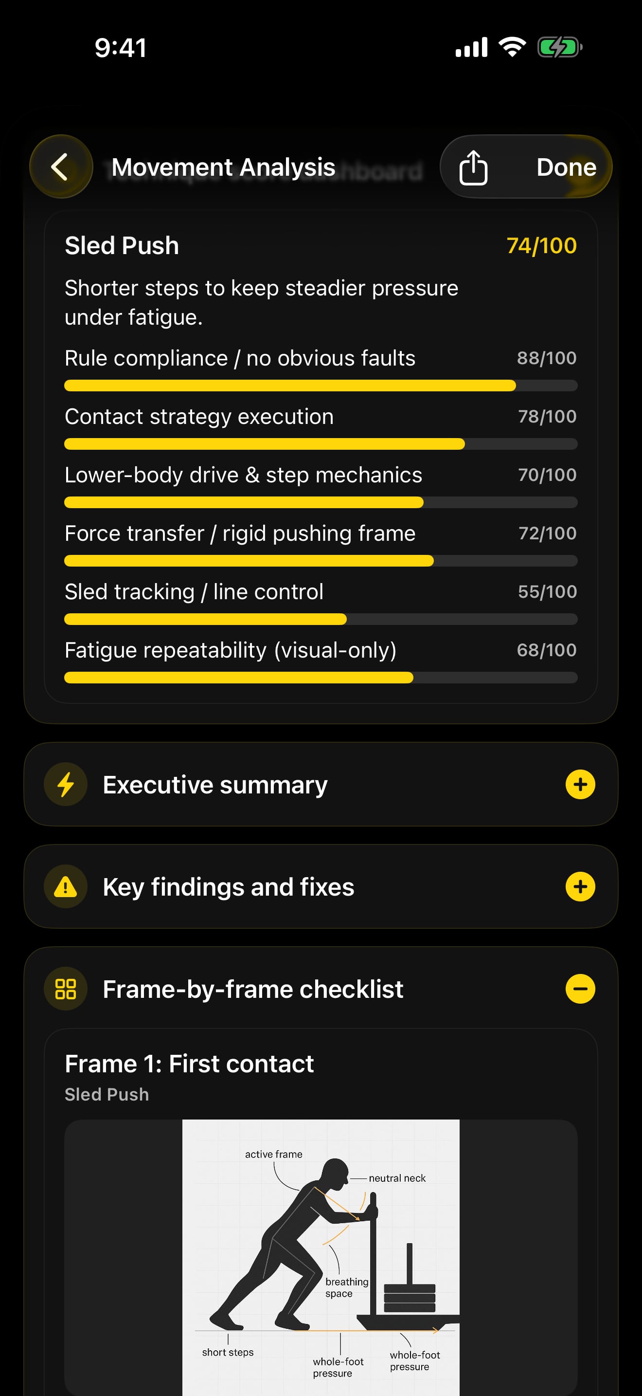 Biometric movement analysis: Optional mobile screenshot 2