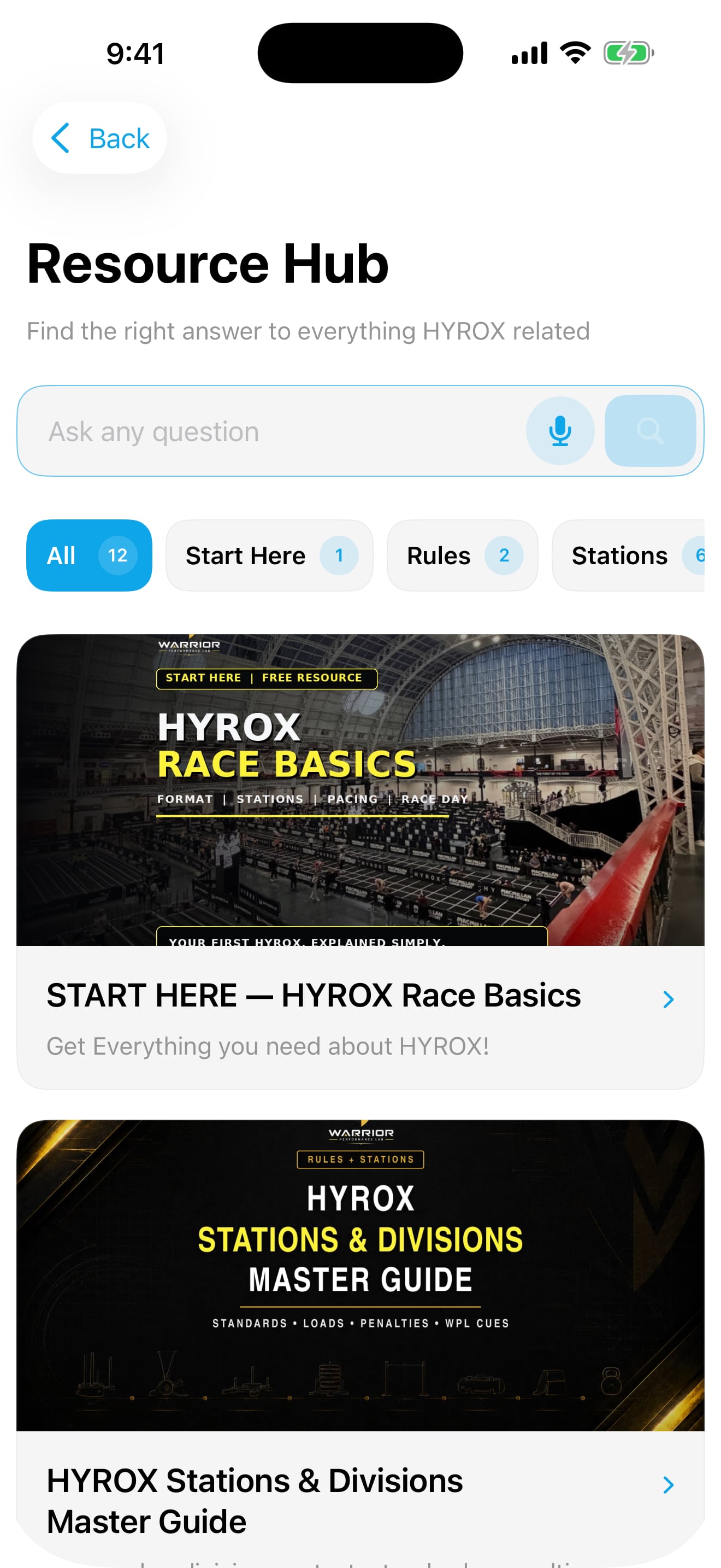 Resources and courses: Mobile screenshot 1