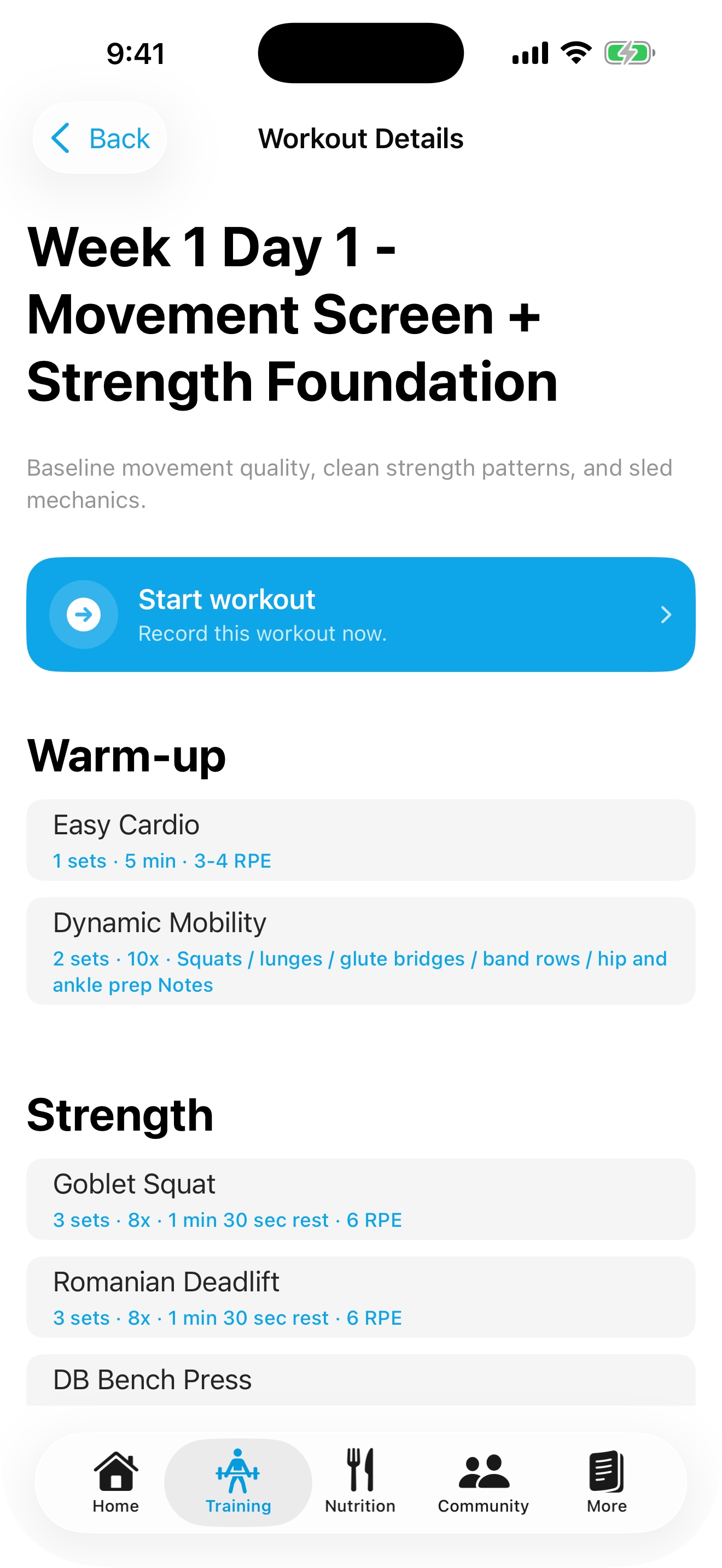 Create a workout in the Pono app