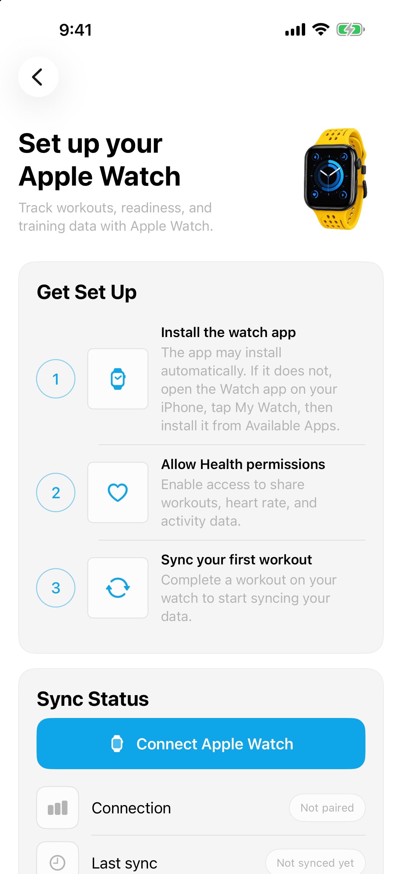Wearable workout data in the client app