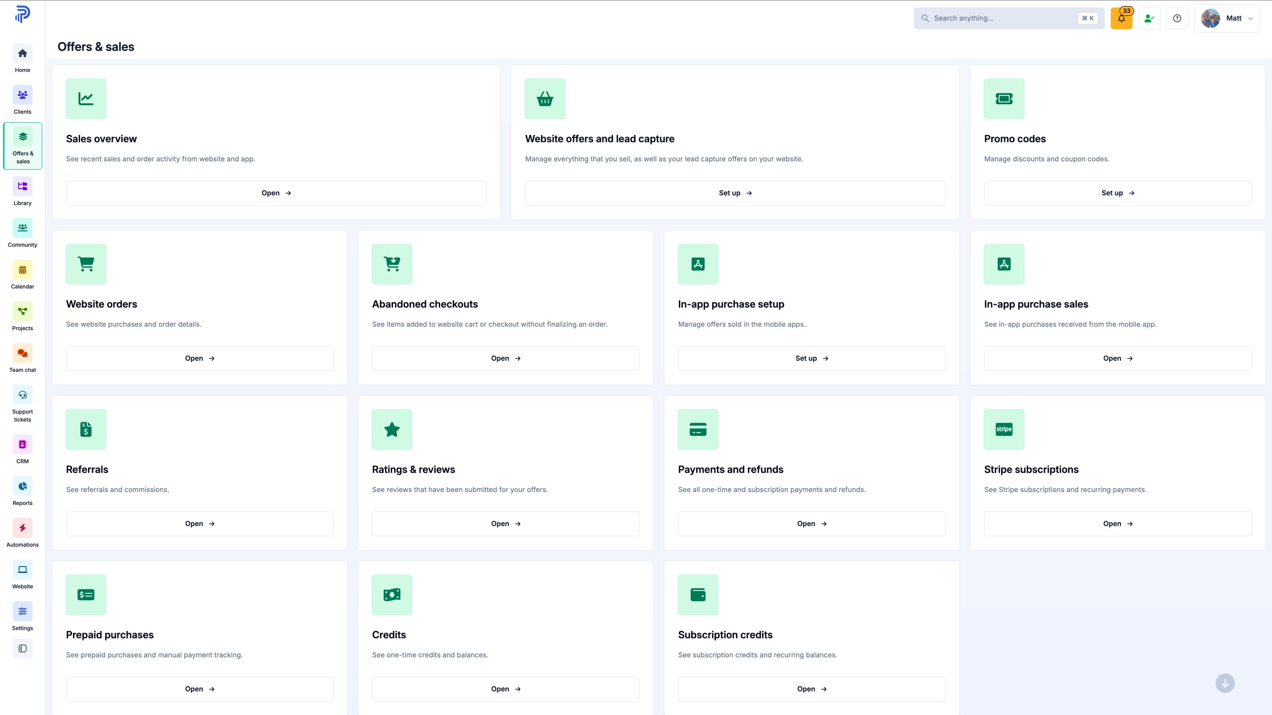 Payments and offers: Optional admin screenshot