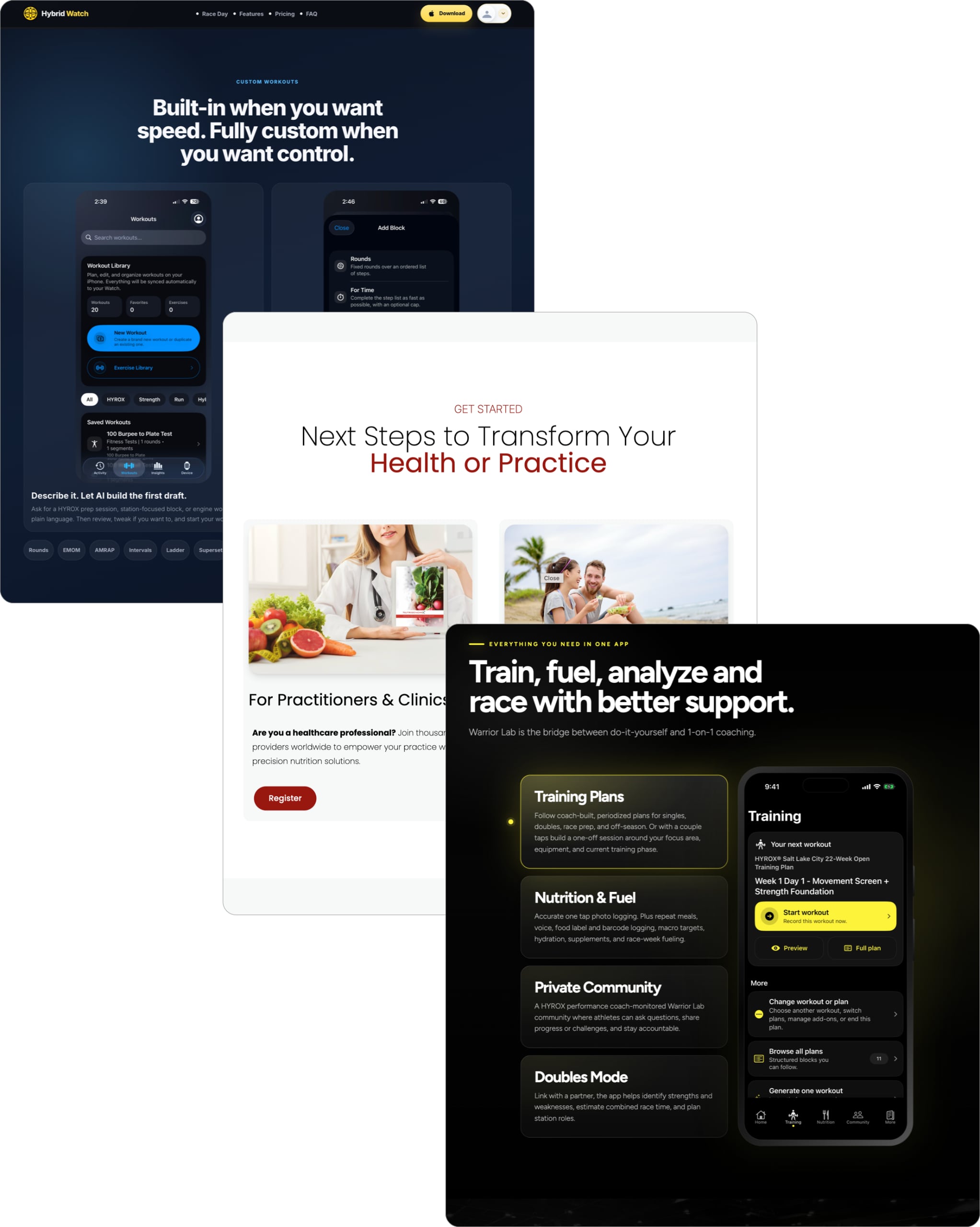 Branded Pono-powered websites for Hybrid Watch, Nutrigenomix and Warrior Lab